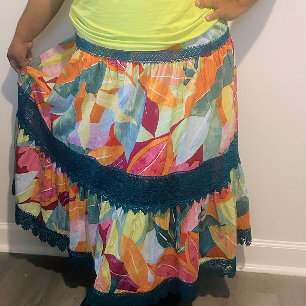 Time and True Colorful Tiered Maxi Skirt